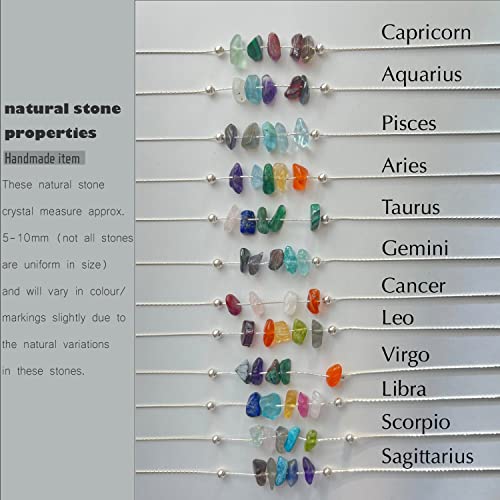 Aquarius Zodiac Necklace with Raw Crystals for Women