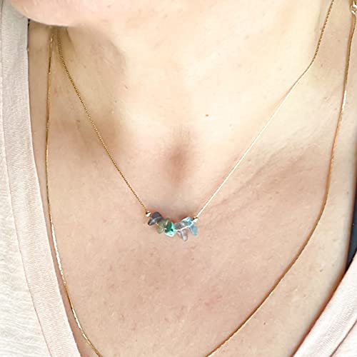 Aquarius Zodiac Necklace with Raw Crystals for Women