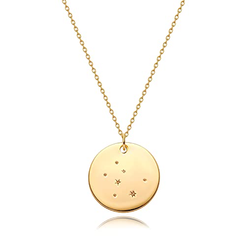 Gold Taurus Zodiac Constellation Coin Necklace Pendant