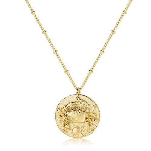Zodiac Coin Embossed Necklace 12 Constellation Astrology Pendant
