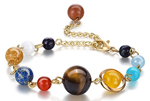 Solar System Galaxy Planets Natural Stone Beads Bracelet