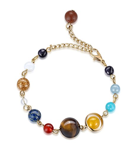 Solar System Galaxy Planets Natural Stone Beads Bracelet