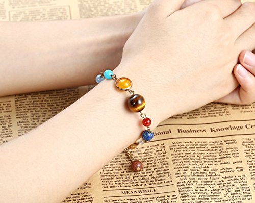 Solar System Galaxy Planets Natural Stone Beads Bracelet