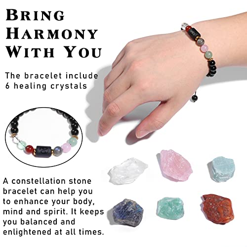 Zodiac Birthstones Healing Crystals Bracelet Set - Tarot Cards