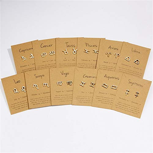 Zodiac Constellation Astrology 18K Gold Plated Stud Earrings