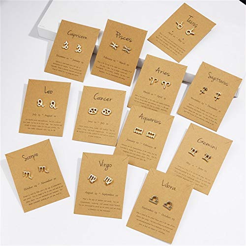 Zodiac Constellation Astrology 18K Gold Plated Stud Earrings