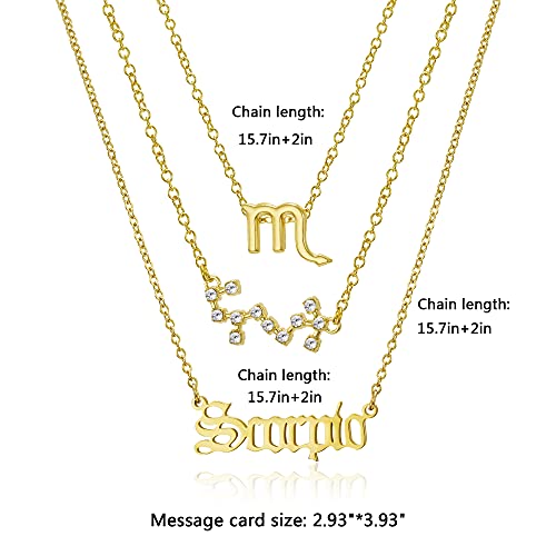 Set of 3 Zodiac Constellation Sign Pendant Necklaces