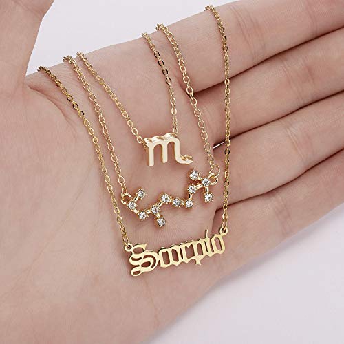 Set of 3 Zodiac Constellation Sign Pendant Necklaces