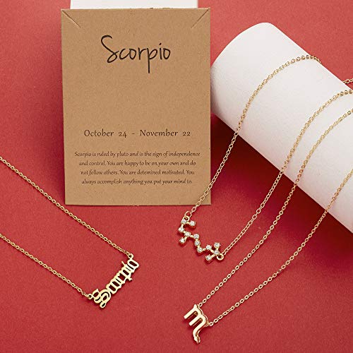 Set of 3 Zodiac Constellation Sign Pendant Necklaces