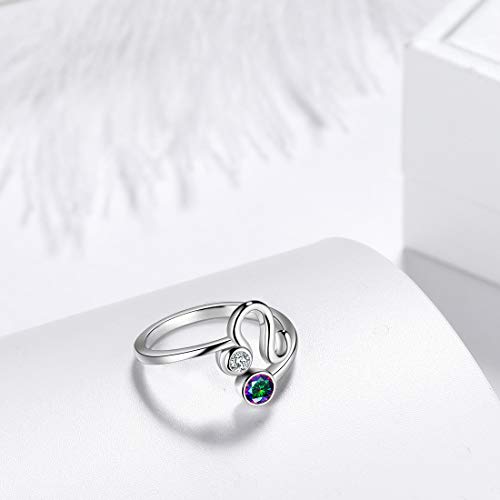 Leo Zodiac Ring: Mystic Rainbow Topaz 925 Silver