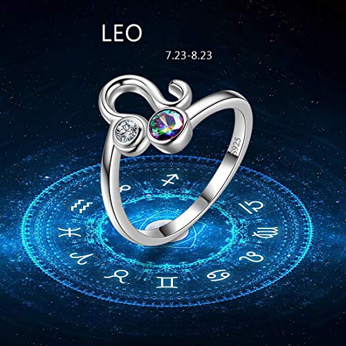 Leo Zodiac Ring: Mystic Rainbow Topaz 925 Silver
