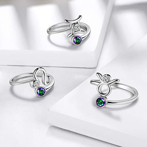 Leo Zodiac Ring: Mystic Rainbow Topaz 925 Silver