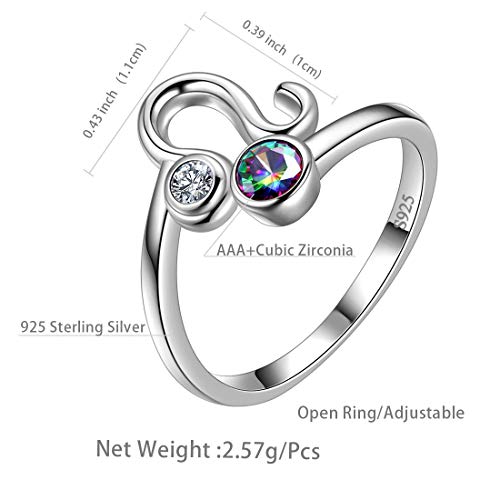 Leo Zodiac Ring: Mystic Rainbow Topaz 925 Silver