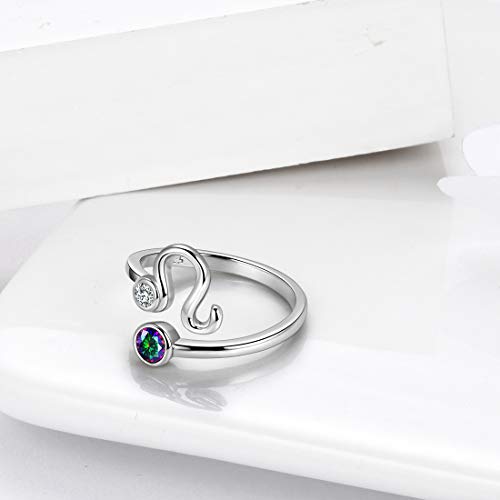 Leo Zodiac Ring: Mystic Rainbow Topaz 925 Silver