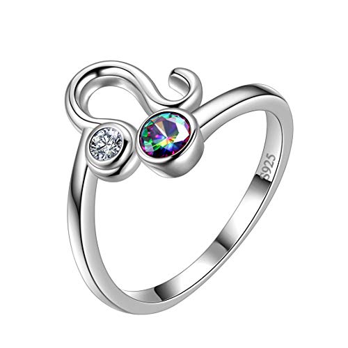 Leo Zodiac Ring: Mystic Rainbow Topaz 925 Silver