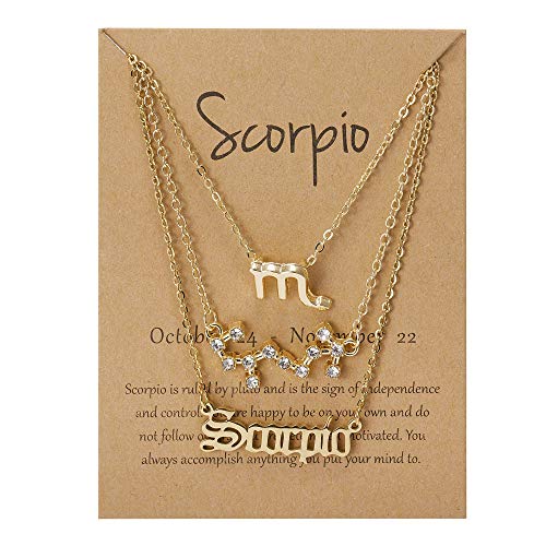 Set of 3 Zodiac Constellation Sign Pendant Necklaces