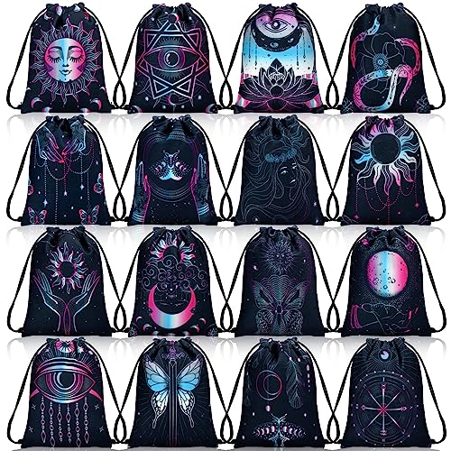 Vintage Tarot Card Bag with Drawstrings, 16 Pcs