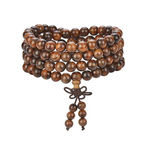 Sandalwood Mala Beads Bracelet 108 8mm Stretchy