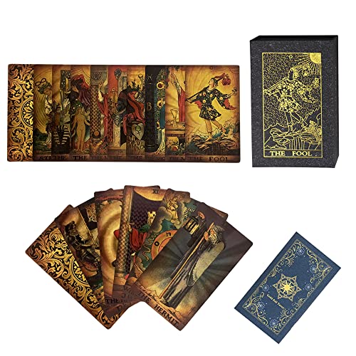 SUNHHX Waterproof Gold Foil Tarot Cards for Beginners