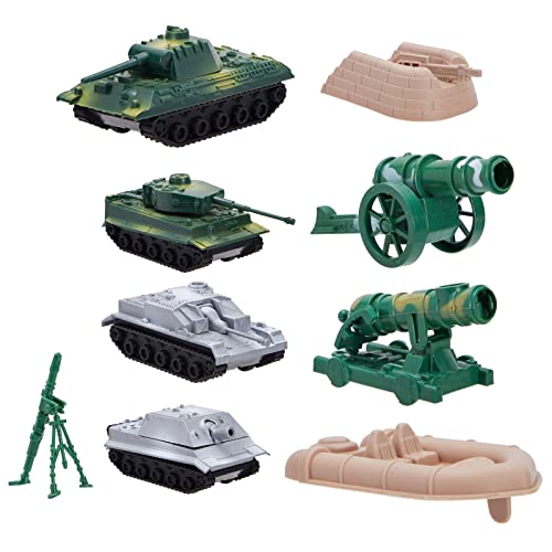 100-Pieces of Toy Army Men Action Figures for Boys in 2 Colors, War Soldiers Toys Play Set with 2 Flags and Forts, Vehicles, Barricades, and Battlefield Accessories