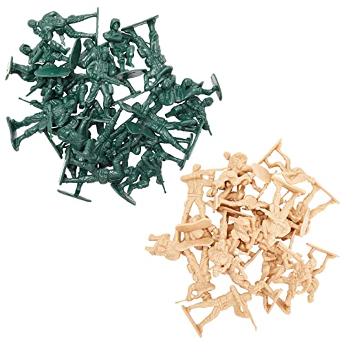 100-Pieces of Toy Army Men Action Figures for Boys in 2 Colors, War Soldiers Toys Play Set with 2 Flags and Forts, Vehicles, Barricades, and Battlefield Accessories