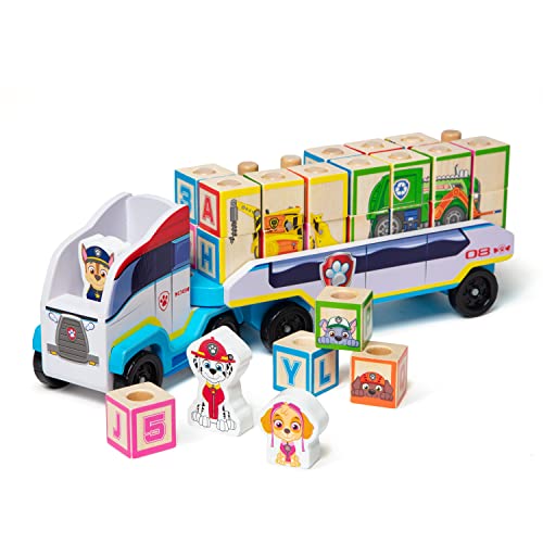 PAW Patrol Wooden ABC Block Truck with Alphabet Blocks