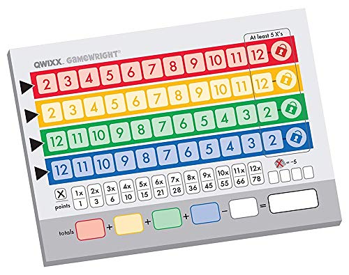 Qwixx Replacement Score Cards for Kids' Action Game