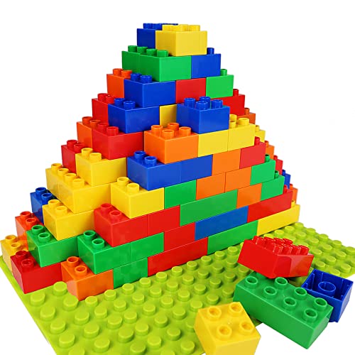aotipol Building Blocks for Kids Toddlers Including a Baseplate, 101-piece Large Classic Building Bricks Set for Kids of All Ages, Basic STEM Toys Gift, Compatible with All Major Brands
