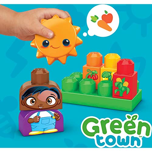 MEGA BLOKS Fisher-Price Toddler Building Blocks, Green Town Grow & Protect Farm With 51 Pieces, 3 Figures, Kids Age 1+ Years