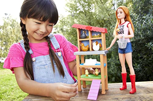 Red-Haired Barbie Chicken Farmer Playset & Accessories