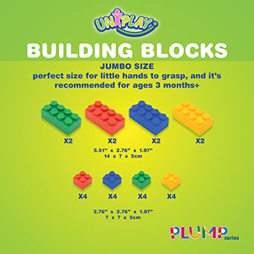 UNiPLAY Plump Soft Building Blocks — Jumbo Multicolor Stacking Blocks for Cognitive Development and Educational Games for Ages 3 Months and Up (24-Piece Set)