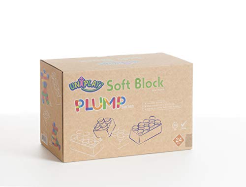 UNiPLAY Plump Soft Building Blocks — Jumbo Multicolor Stacking Blocks for Cognitive Development and Educational Games for Ages 3 Months and Up (24-Piece Set)