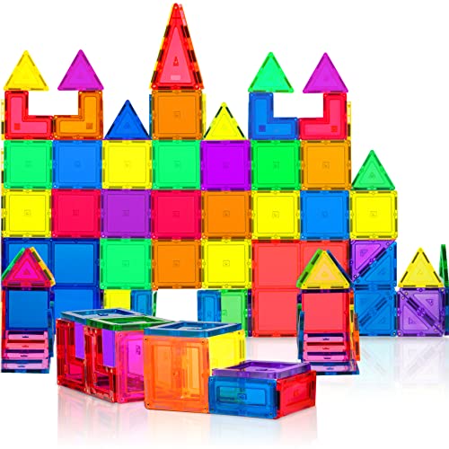 60 PCS 3D Magnetic Blocks Magnetic Tiles - Magnet Building Tiles | Magnetic Tiles Toy Building Sets | Magnetic Building Blocks | Kids Magnet Toys for Kids | Magnetic Tiles for Kids | Magna t Blocks