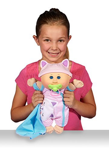 Cabbage Patch Kids 12.5" Naptime Babies - Bald/Blue Eye Girl Baby Doll (Pink Stripe Jumper Fashion)