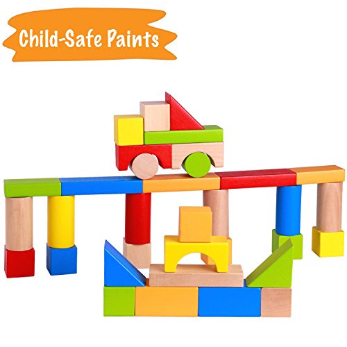 Pidoko Wooden Building Blocks for Toddlers -100pcs