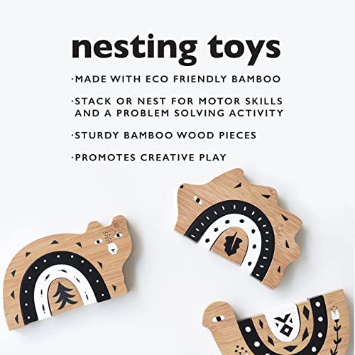 Wee Gallery Bamboo Nesting Hedgehog, Building and Stacking Blocks, Arc Stacker and Balance Toy for Child Motor Skills, Problem Solving, Play, and Nursery Decor (for Kids Age 18 Months and up)