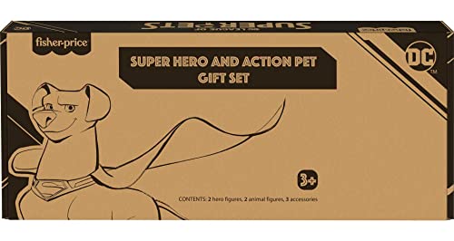 Fisher-Price DC League of Super-Pets Super Hero and Action Pet Gift Set with Superman, Batman, Ace and Krypto Figures for Kids Ages 3 and up [Amazon Exclusive]