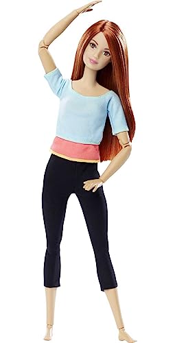 Posable Barbie Doll in Pastel Blue and Red Hair