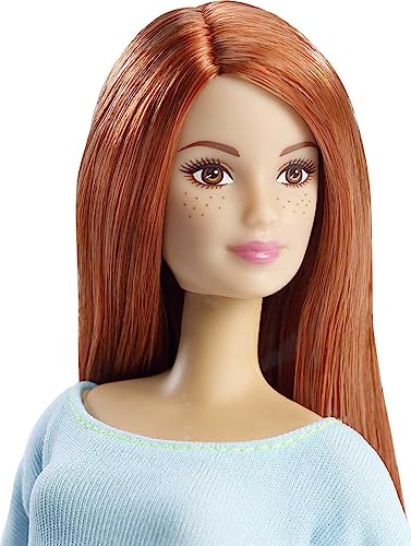 Posable Barbie Doll in Pastel Blue and Red Hair