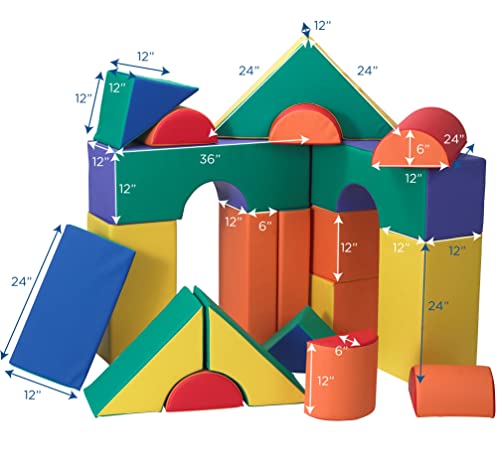 Children's Factory 12" Module Blocks, Set A, Multi-Colored, CF321-615, Kids and Toddler Big Foam Shapes for Building, 21 Piece Playroom or Daycare Set