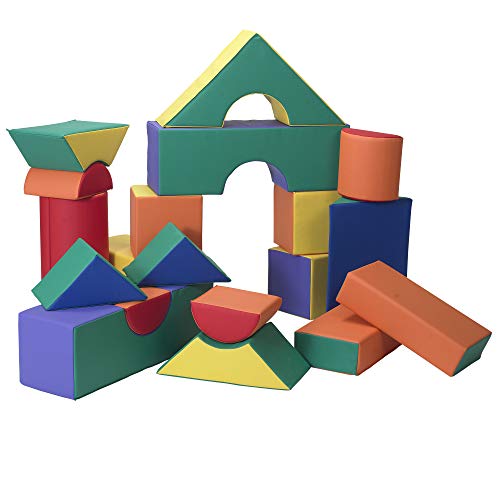 Children's Factory 12" Module Blocks, Set A, Multi-Colored, CF321-615, Kids and Toddler Big Foam Shapes for Building, 21 Piece Playroom or Daycare Set