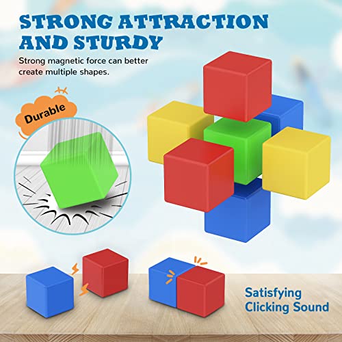 ROMDS Magnetic Blocks 32 Pieces,1 inch Large Magnetic Building Blocks for Ages 3+ Year Old Boys and Girls,3D Magnetic Cubes for Kids,Preschool STEM Educational Sensory Magnet Toys