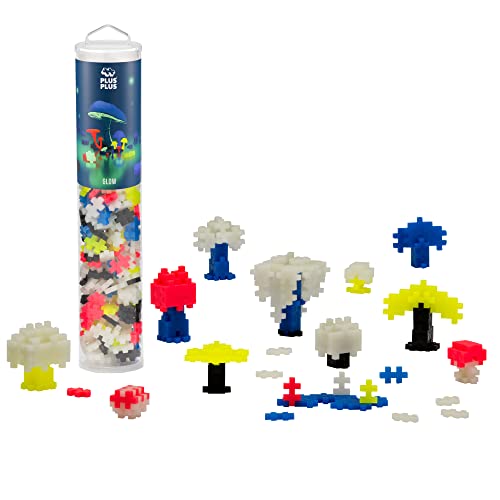 Plus Plus - 240 Piece Glow in The Dark Color Mix - Construction Building Stem/Steam Toy, Interlocking Mini Puzzle Blocks for Kids