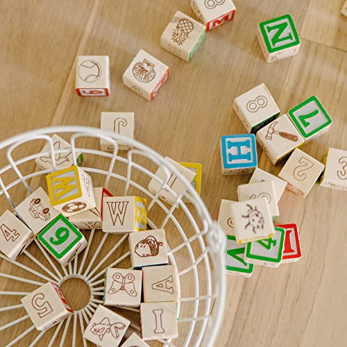 Melissa & Doug Deluxe ABC/123 1-Inch Blocks Set With Storage Pouch (50 pcs) - Letters And Numbers/ABC Classic Wooden Blocks For Toddlers And Kids Ages 2+