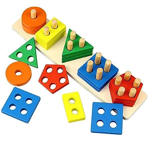Colorful Wooden Stacking Puzzles for Toddlers