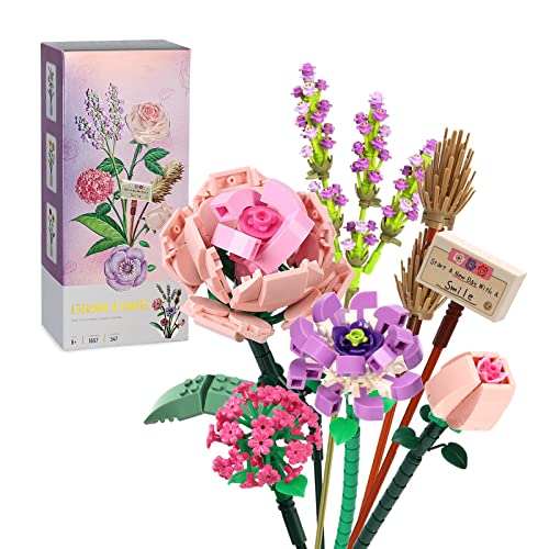 Building Blocks Flower Bouquet Adults Set Botanical Bonsai Plant Kit Toy Gifts Idea 547 Pieces - Not Compatible with Lego