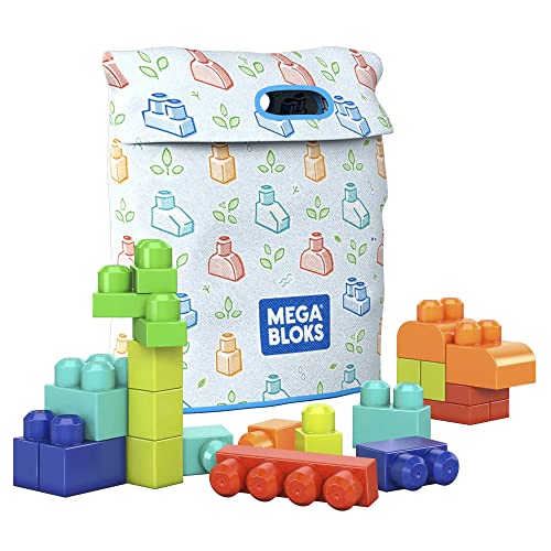 MEGA BLOKS Fisher Price Toddler Block Toys, Build N Play Bag with 60 Pieces and Storage Bag, Gift Ideas for Kids Age 1+ Years