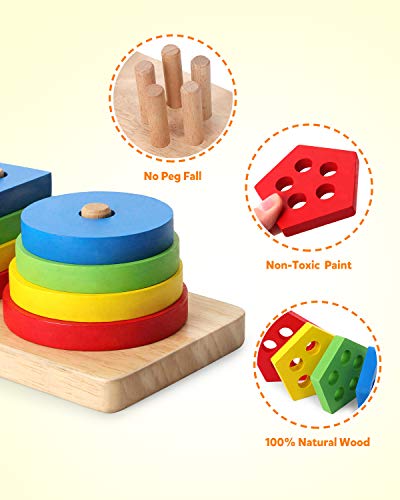 Wooden Montessori Shape and Color Recognition Blocks