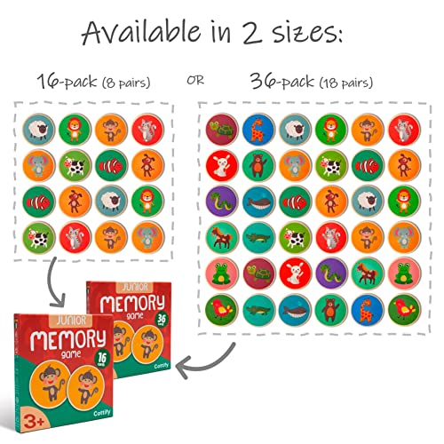 Wooden Toddler Memory Matching Game - 36 Animal Cards