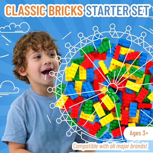 Strictly Briks Toy Building Block - 2x4 Blue, Green, Red, and Yellow Classic Bricks Building Brick Creative Play Set for Kid,Baby, 96 Pc